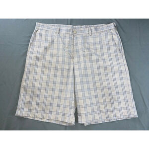 Ben Hogan Performance Flat Front Microfiber Golf Shorts. Beige Check, Size 38.